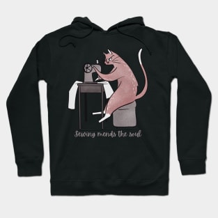 LADY CAT SEWING MENDS THE SOUL Hoodie